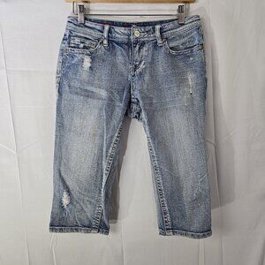 Vigoss Capri Jeans Womens 1 28x16 Blue Distressed Denim Stretch Casual Summer